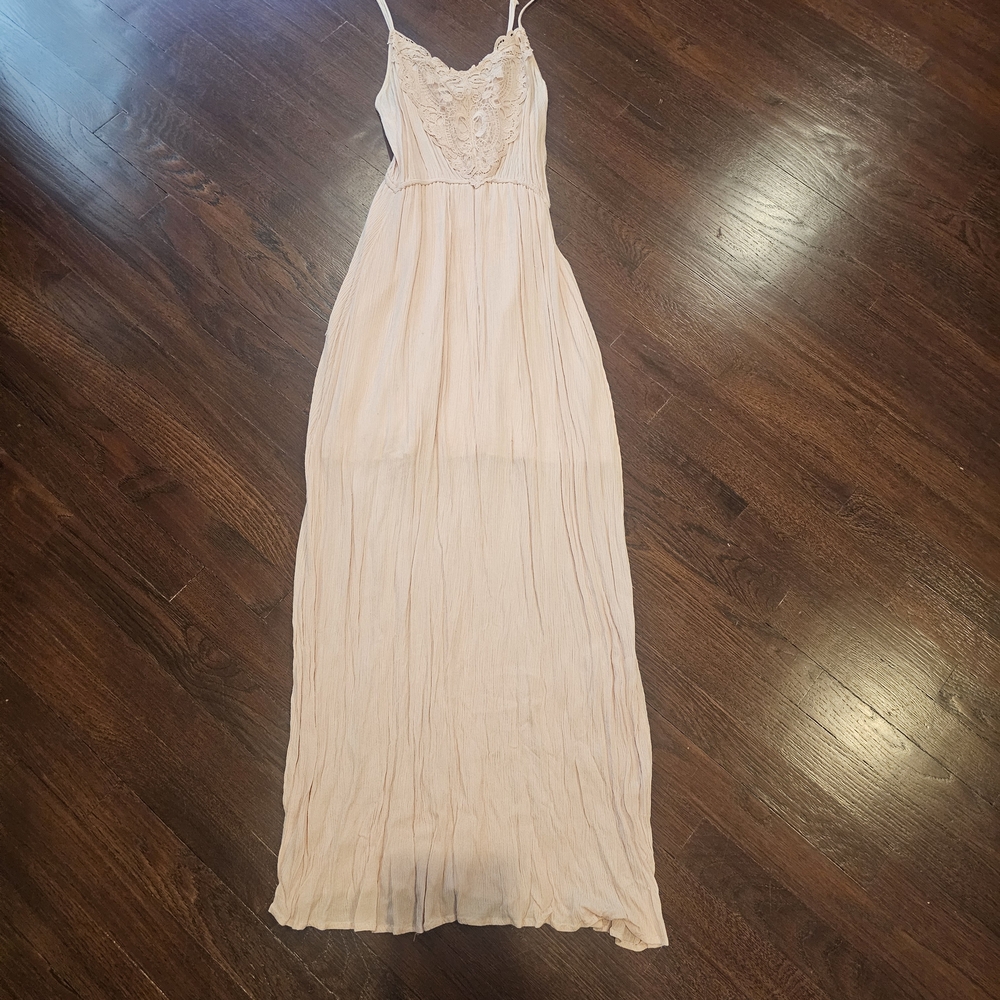 Vintage Peach Lace Maxi Dress